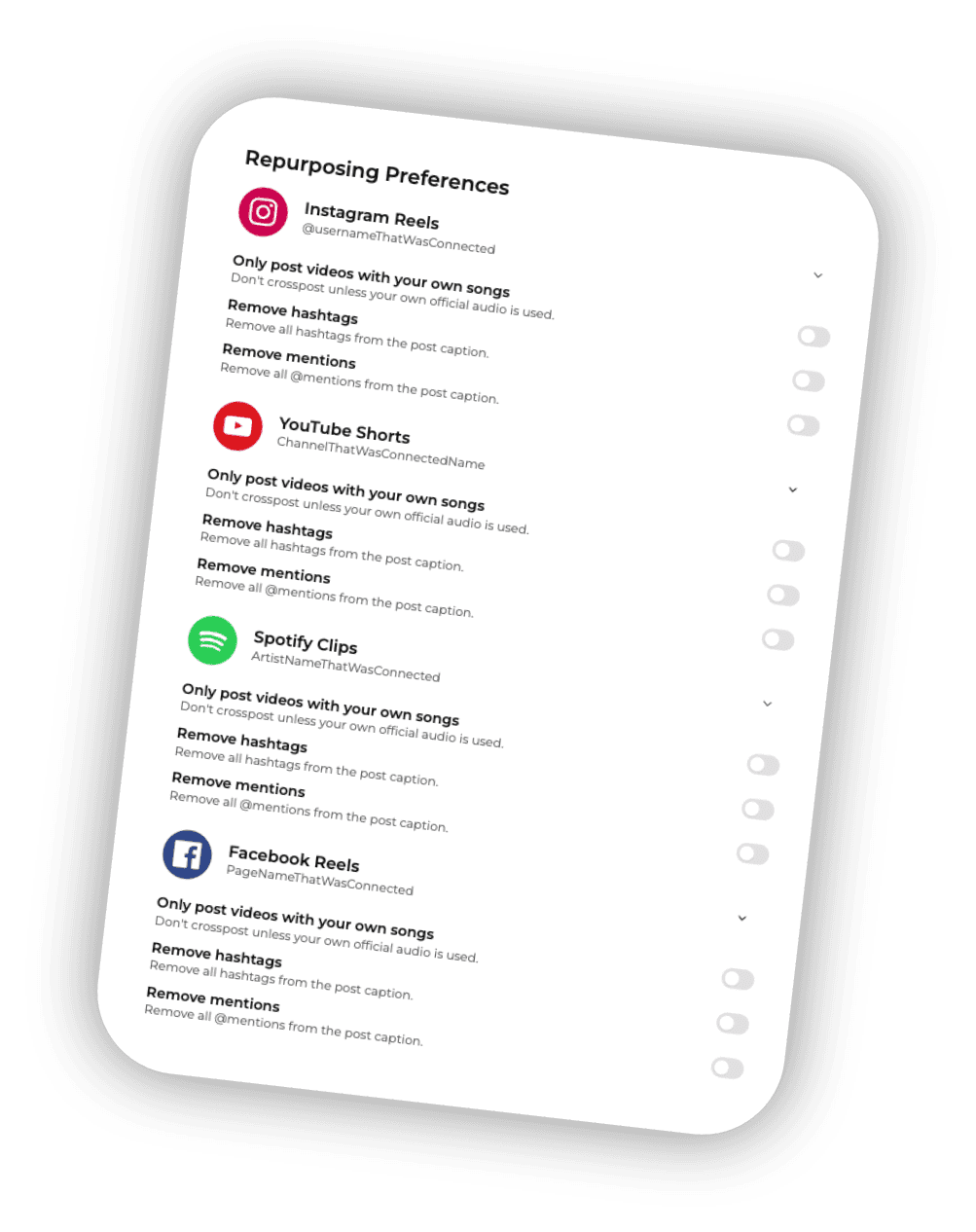 Repurposing preferences screen